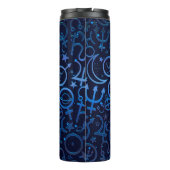 Blauwe planetaire symbolen Mystical Universe Plane Thermosbeker (Achterkant)