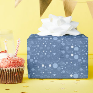 Blauwe planeten cadeaupapier