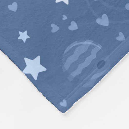 Blauwe planeten fleece deken (Hoek)