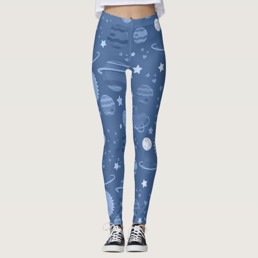 Blauwe planeten hemels leggings (Voorkant)