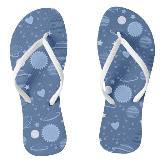Blauwe planeten teenslippers (Voetbed)