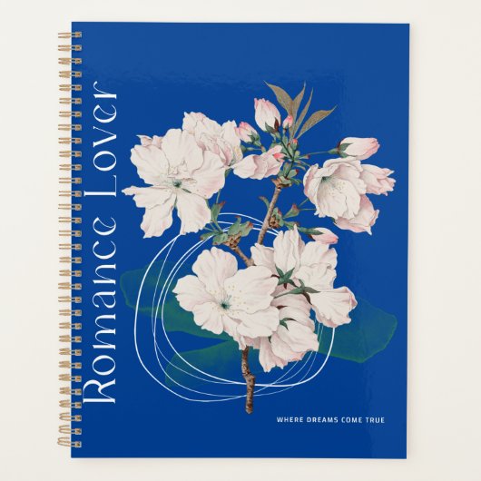 Blauwe Planner met witte bloemen (Voorkant)