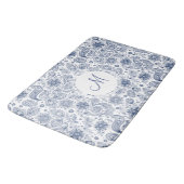 Blauwe platenpatroonmonogram Bath Mat (Gekanteld)