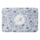 Blauwe  platenpatroonmonogram Bath Mat (Voorkant)