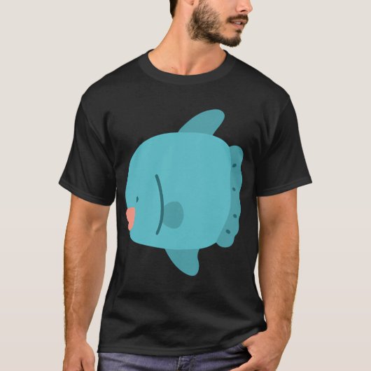 Blauwe platte gekleurde Zonvis T-shirt (Voorkant)