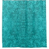 Blauwe, platte, platte textielproducten douchegordijn (Voorkant)