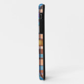 Blauwe pleister monogram iPhone Case (Achterkant/links)