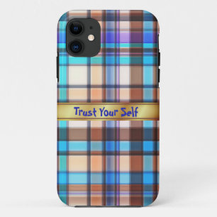 Blauwe pleister monogram iPhone Case