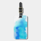 Blauwe plek, waterverf abstracte hand geschilderd bagagelabel (Voorkant verticaal)
