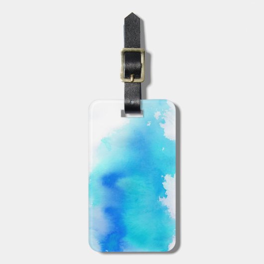 Blauwe plek, waterverf abstracte hand geschilderd bagagelabel (Voorkant verticaal)