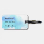 Blauwe plek, waterverf abstracte hand geschilderd bagagelabel (Achterkant horizontaal)