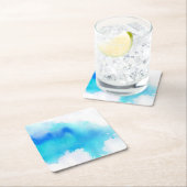 Blauwe plek, waterverf abstracte hand geschilderd kartonnen onderzetters (Insitu)