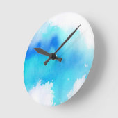 Blauwe plek, waterverf abstracte hand geschilderd ronde klok (Hoek)