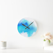 Blauwe plek, waterverf abstracte hand geschilderd ronde klok (Huis)