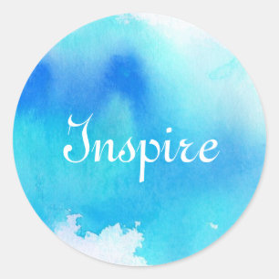 Blauwe plek, waterverf abstracte hand geschilderd ronde sticker