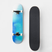 Blauwe plek, waterverf abstracte hand geschilderd skateboard (Voorkant)