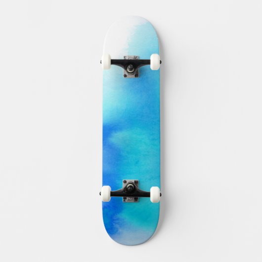 Blauwe plek, waterverf abstracte hand geschilderd skateboard (Voorkant)