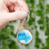 Blauwe plek, waterverf abstracte hand geschilderd sleutelhanger (Hand)