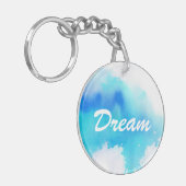 Blauwe plek, waterverf abstracte hand geschilderd sleutelhanger (Voorkant Links)