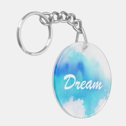 Blauwe plek, waterverf abstracte hand geschilderd sleutelhanger (Voorkant Links)