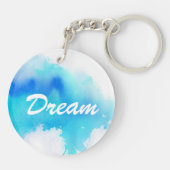 Blauwe plek, waterverf abstracte hand geschilderd sleutelhanger (Achterkant)