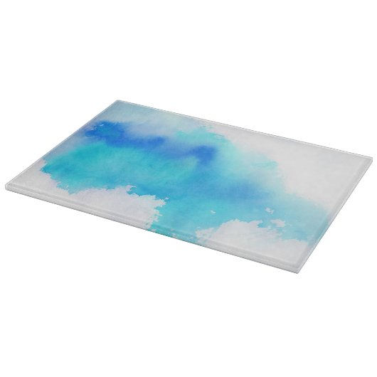 Blauwe plek, waterverf abstracte hand geschilderd snijplank (Hoek)
