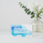 Blauwe plek, waterverf abstracte hand geschilderd visitekaartje (Staand voorkant)