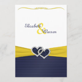 Blauwe plooien en diamanten harten bruiloft uitnod kaart