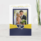 Blauwe plooien met hartjes foto dank je kaart (Voorkant)