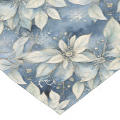 Blauwe Poinsettia Elegantie Zilver en Blauwe Winte Korte Tafelloper (Hoek)