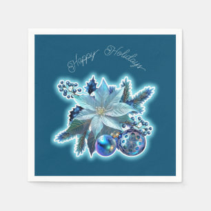 Blauwe Poinsettia Joy Servet