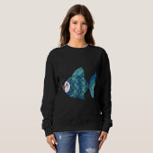 Blauwe pointillisme vis trui (Voorkant volledig)