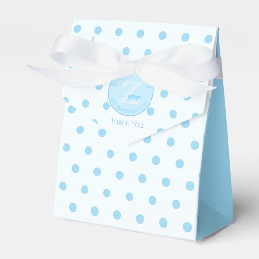 Blauwe poka Dots Bluish White Favor Box Bedankdoosjes (Voorkant Zijde)