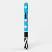 Blauwe poka Dots Zebra Stripes Black Name Case-Mate iPhone Case (Achterkant/rechts)
