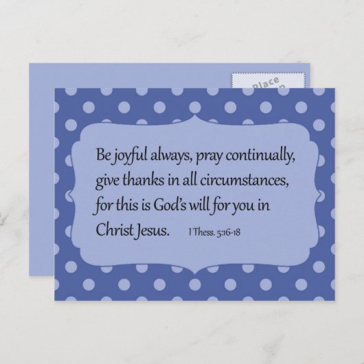 Blauwe poka is een vrolijk bijbeltje briefkaart (Voorkant / Achterkant)