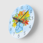 Blauwe poka-punts Rain Boots Fall Leaves Ronde Klok (Hoek)