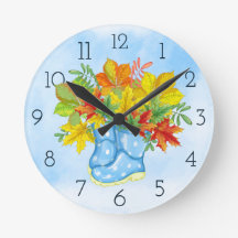 Blauwe poka-punts Rain Boots Fall Leaves