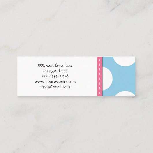 Blauwe pokadots, grijze pokadots, gebotteld patroo mini visitekaartje (Achterkant)