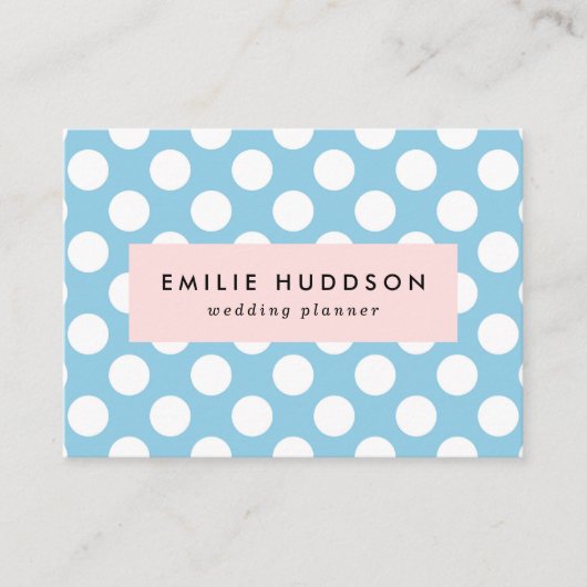 Blauwe pokadots, poolvlek, Stippen, gedopt Visitekaartje (Voorkant)
