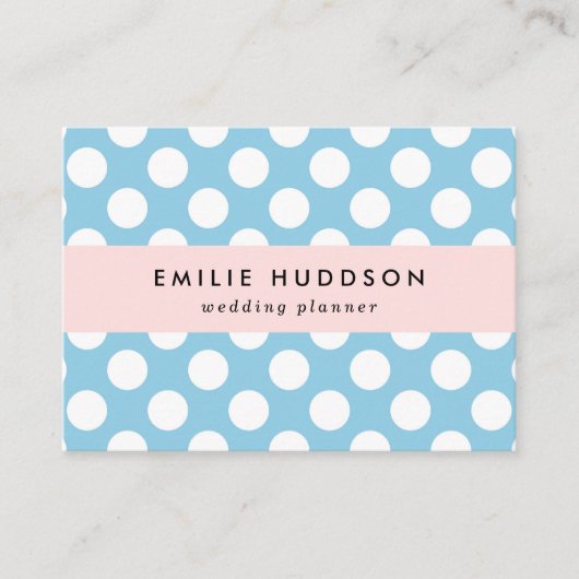 Blauwe pokadots, poolvlek, Stippen, gedopt Visitekaartje (Voorkant)