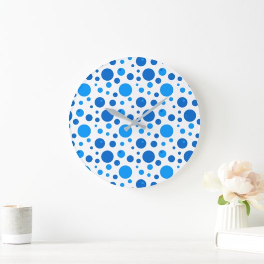 Blauwe pokkendots en cirkels wandklok (Huis)
