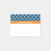 Blauwe pokkendots met Oranje strepen Post-it® Notes (Voorkant)