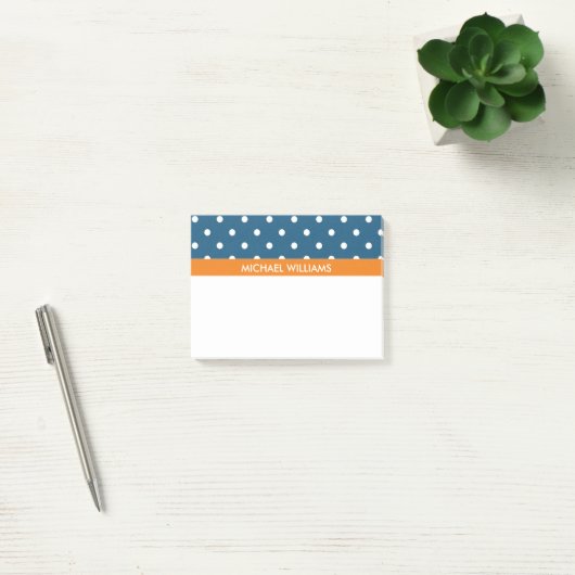 Blauwe pokkendots met Oranje strepen Post-it® Notes (Kantoor)