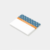 Blauwe pokkendots met Oranje strepen Post-it® Notes (Schuin)