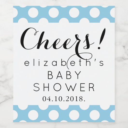 Blauwe pokkendots, poolvlek, Baby shower Wijn Etiket (Enkel label)