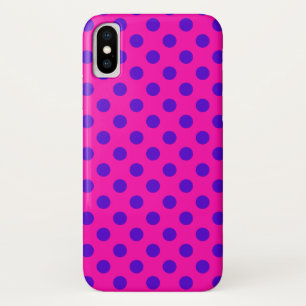 Blauwe pokstippen op fuchsia Case-Mate iPhone case