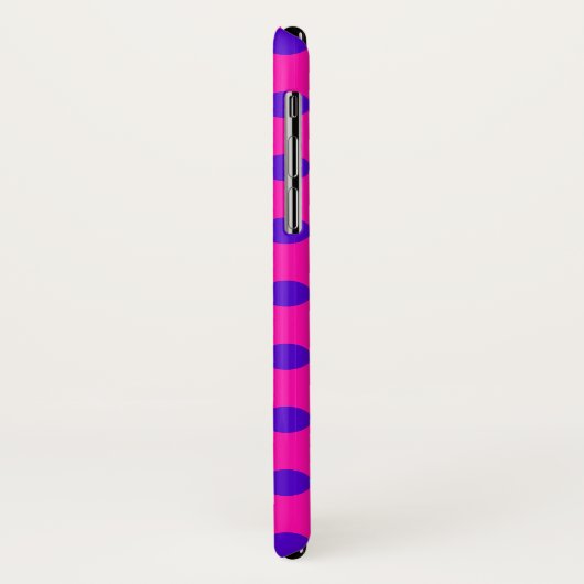 Blauwe pokstippen op fuchsia Case-Mate iPhone case (Achterkant/links)