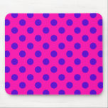 Blauwe pokstippen op fuchsia muismat<br><div class="desc">Blauwe pokstippen op fuchsia</div>