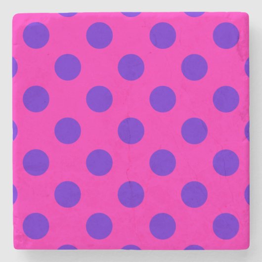 Blauwe pokstippen op fuchsia stenen onderzetter (Voorkant)