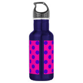 Blauwe pokstippen op fuchsia waterfles (Achterkant)